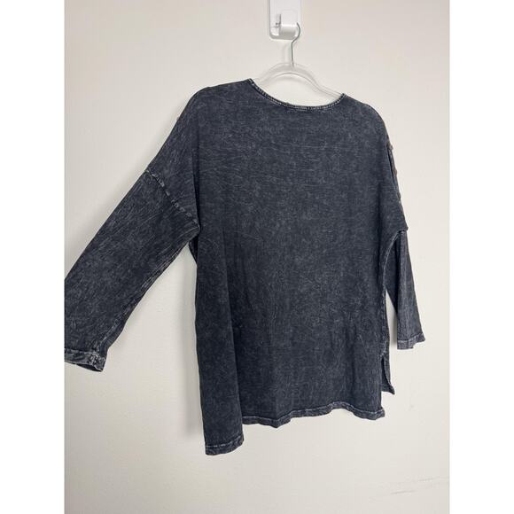 Jess & Jane Shirt Womens Small Black White Polka Dot 3/4 Sleeve Tunic Top Boho - Picture 3 of 11